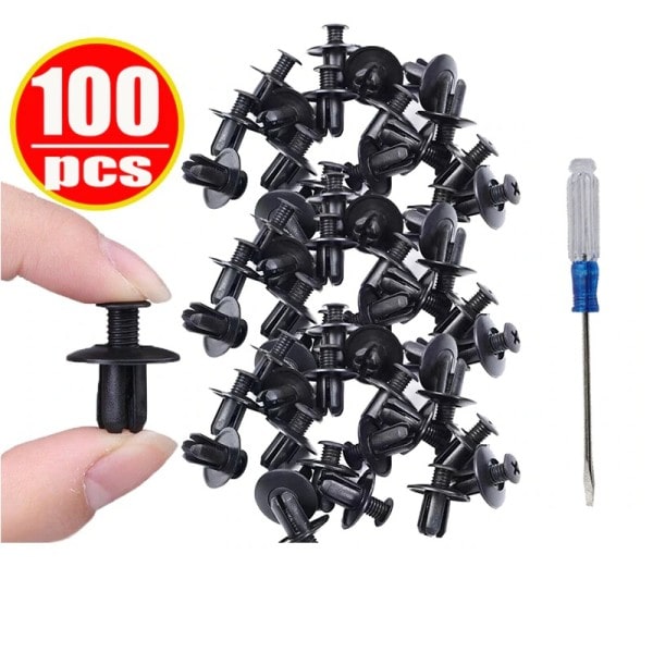 100 kpl 8mm muovi niitit kiinnikkeet ruuvi auto puskuri lokasuoja musta niitti auto kiinnitys klipsit
