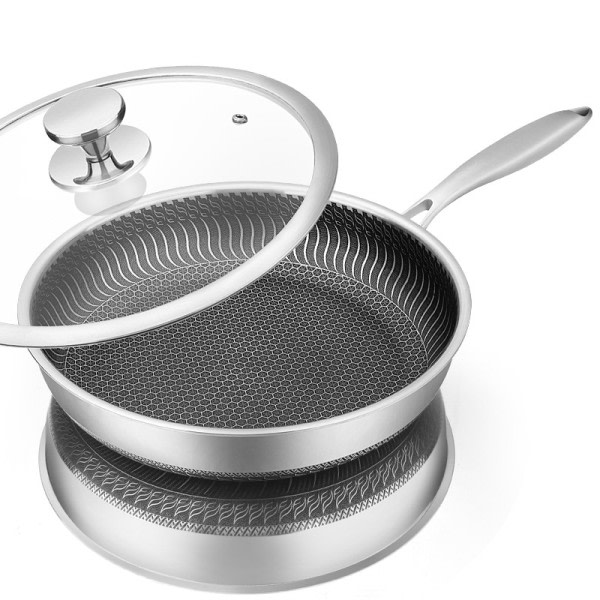 Rustfrit stål Stage Pande Nonstick Honeycomb Fry Pande
