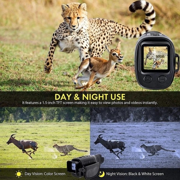 Monokulär Natt Vision Enhet 1080P HD Infraröd Kamera 5X Digital Ljus Zoom Jakt Teleskop