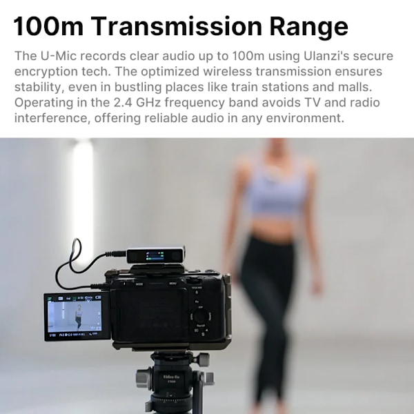 U-Mic Stereo Mikrofon Dubbel Channel Trådlöst Lavalier Mikrofon System för DSLR Smartphone Intervju Video inspelning