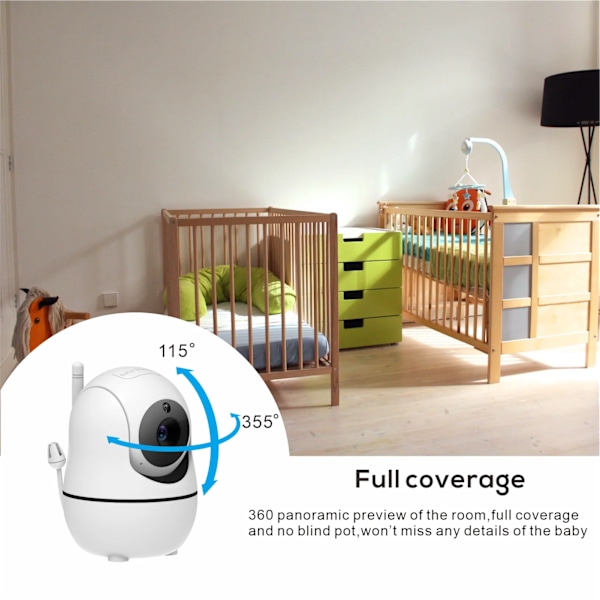 5 tommers video babymonitor med kamera og lyd 4X zoom 22 timer batteri 1000 fot rekkevidde 2-veis lyd temperatur sensor