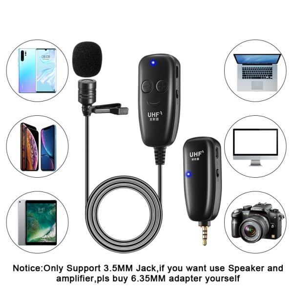 Lavalier Lapel Langaton mikrofoni Real Time Tallennus Vlog Mic Youtube Live haastattelu