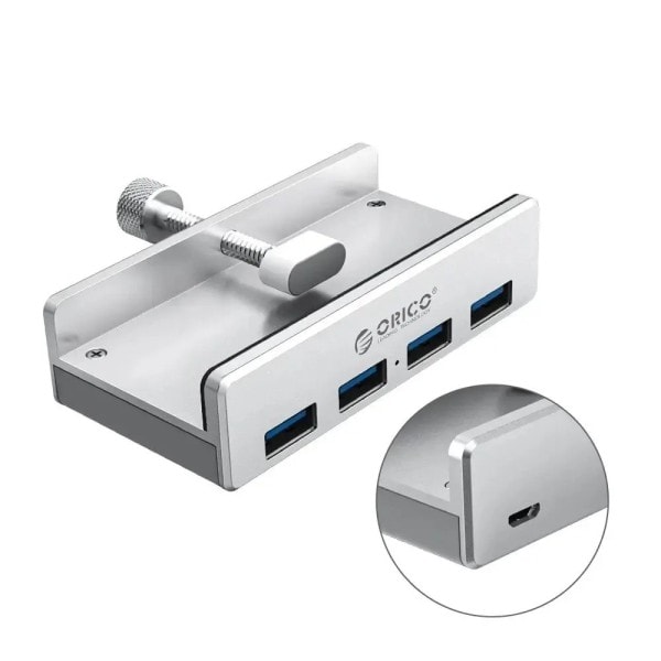 Data Transmission Hub Aluminium 4 Portar USB 3.0 Clip HUB