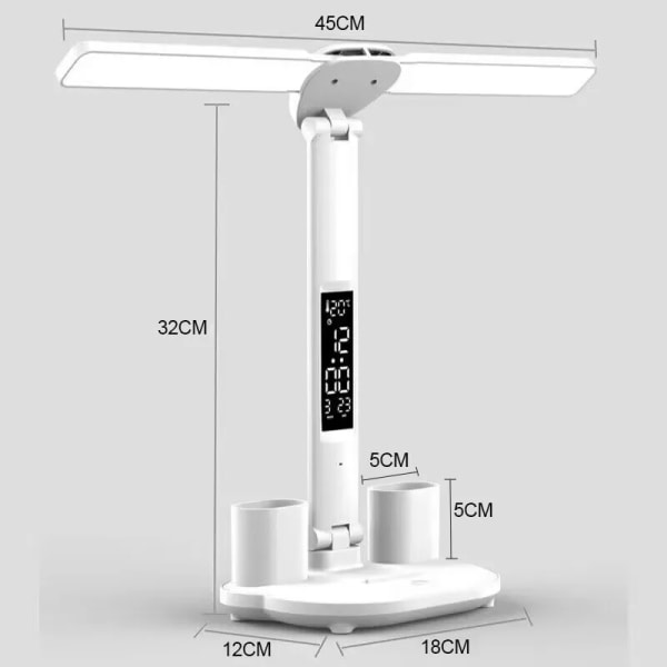 LED kello pöytä lamppu USB ladattava himmennettävä pöytä lamput