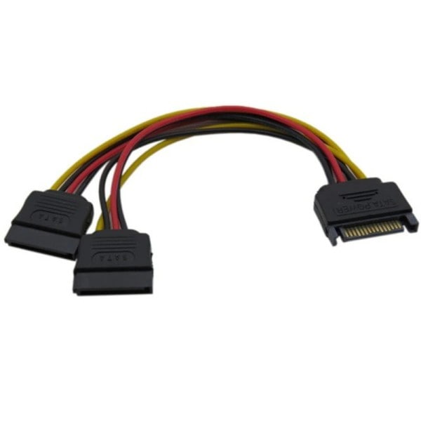 Hög kvalitet 15 stift hane SATA till 2 hona SATA splitter ström kabel 20cm