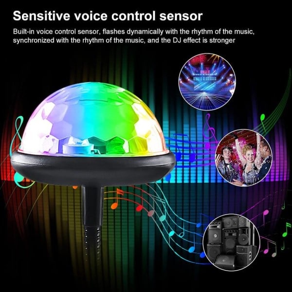 USB Mini Disco Bal Ljus RGB Flerfärgad Bil Atmosfär Sovrum Dekorationer Strobe Magic Lampa