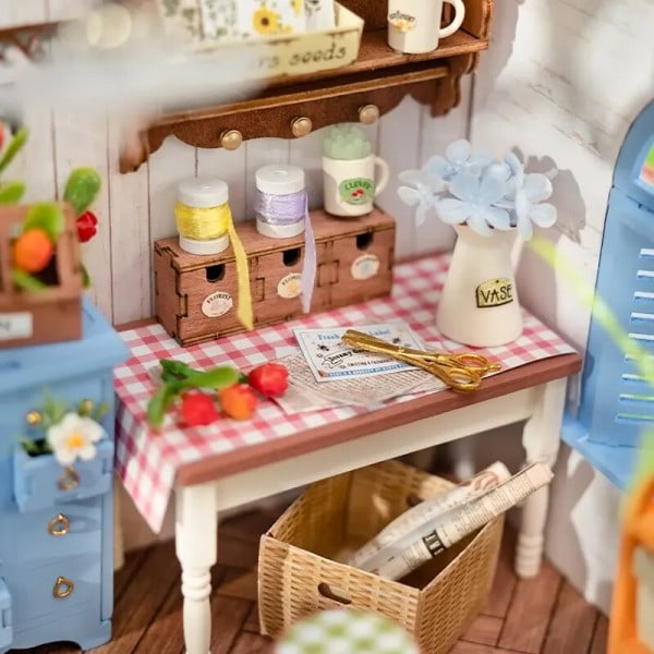 Drömmande trädgård hus gör-det-själv miniatyr hus kit för flickor tonåringar trä dockahus pussel