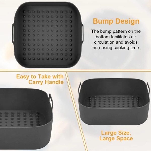 Air Fryer Silicon Gryte Tykk Gjenbrukbar Silicon Firkant Air Fryer Fôringer Erstatning av Pergament Fôr Papir Air Fryer Kurv