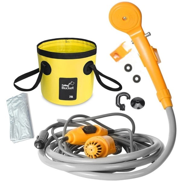 Bærbar camping bruser vandreture rejser 12V bil cigaret lighter udendørs badekar bruser