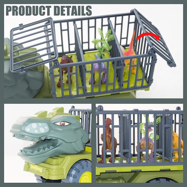 Gutter Bil Leker Dinosaur Lastbil Transport Carrier Kjøretøy Dino Dyr Modell Tyrannosaurus Rex Lastbil