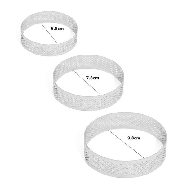 3 kpl 6 8 19 cm rei'itetty pyöreä tortti rengas ruostumaton teräs hedelmä piirakka tartlet muotti