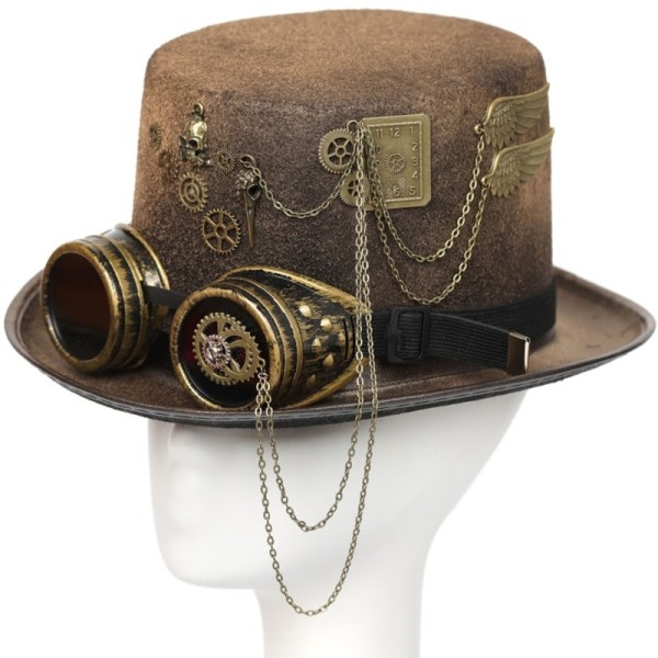 Steampunk Män Hatt Med Goggles Gay Topp Hatt Jazz Hatt Gothic Steampunk Topp Hatt För Män