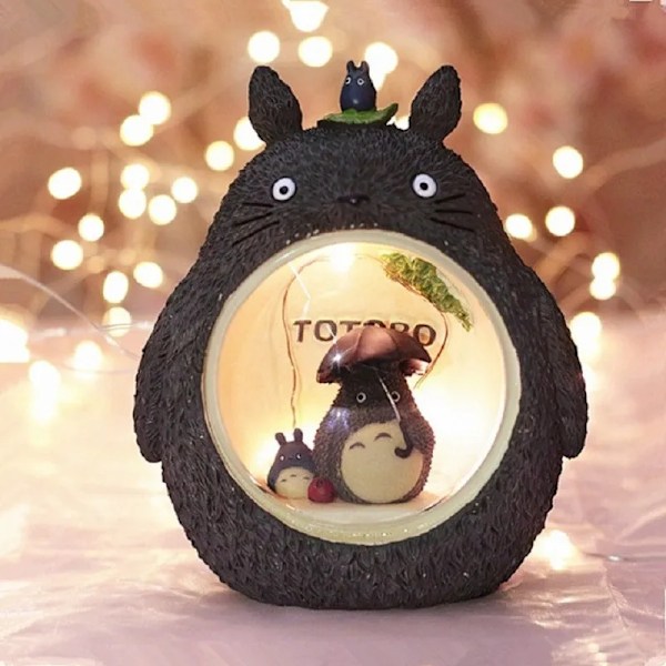 Anime Min Nabo Totoro Figurer Modell Leketøy LED Natt Lys Soverom Ornament