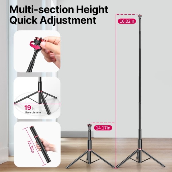 MT-54 Metal Portable Light Ställ med Phone Holder Mount Stativ Monopod for Led Video Light