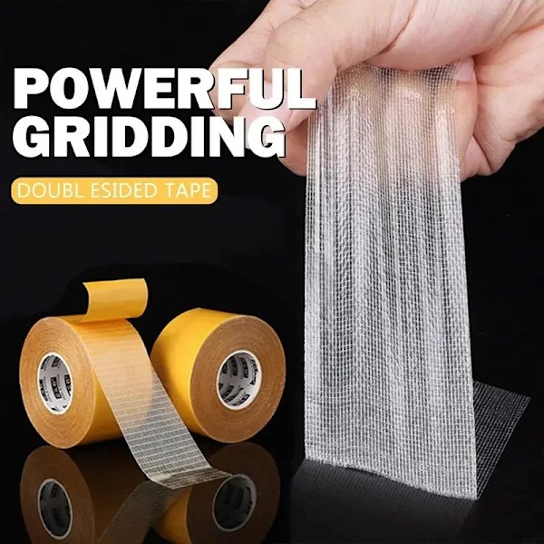 1 Rull 5M Dubbel Sided Tejp Hög Viskositet Grid Fiber Transparent Dubbel Sided Tejp Klibbig Adhesiv Fiber Mesh Tejp