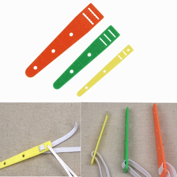 3 Størrelser Flerfarvet Plastik Elastik Glides Guides Threaders Wear Elastic Band Værktøj