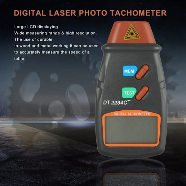 Digitaalinen laser kierroslukumittari tunti mittari diagnostiikka työkalu kontaktiton moottori sorvi nopeus mittari