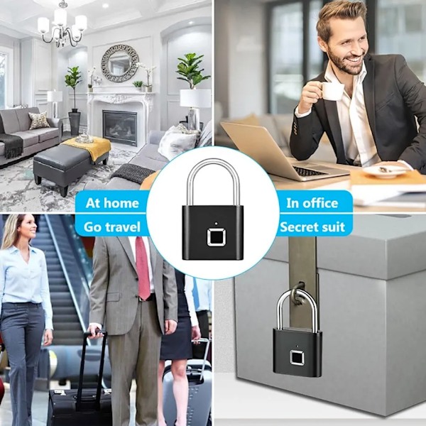 Sormenjälki lukko avaimeton vedenpitävä varkaudenesto Smart Lock sormenjälki riippulukko