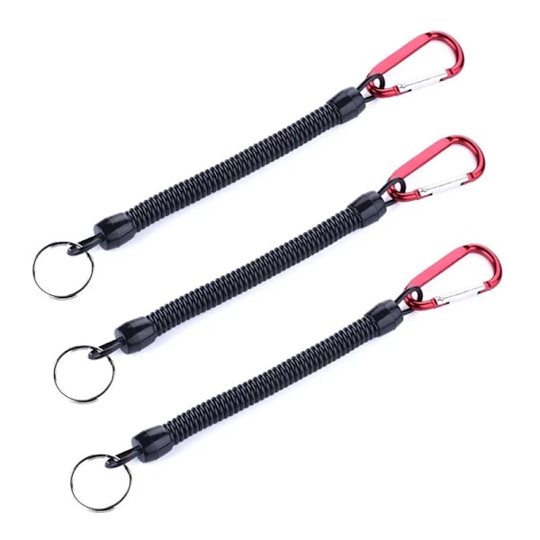 Fiske Lanyards 3 bitar 22cm Utdragbar Spirald Tether med Carabiner TPU Båtliv Fiske Rep Retention Rep Fiske Verktyg Tackle