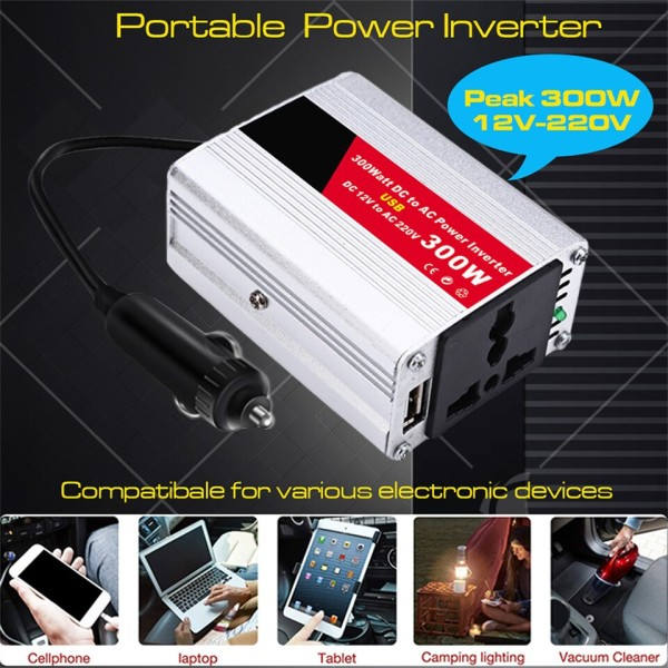 300W DC 12V til 220V AC Strøm Inverter Konverter med USB Bil Adapter Auto Oplader Konverter Bil Power Inverter