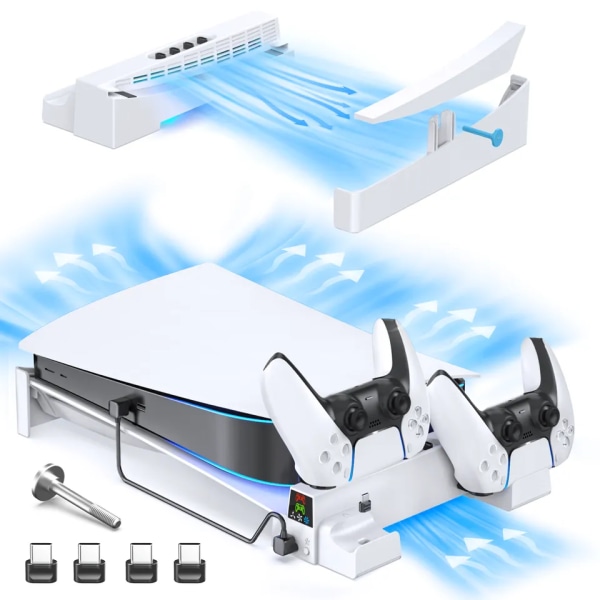 PS5 Konsol Horizontal Køling Stand PS5 Base Holder PS5 Controller Oplader til Playstation 5 Disc & Digital Editions