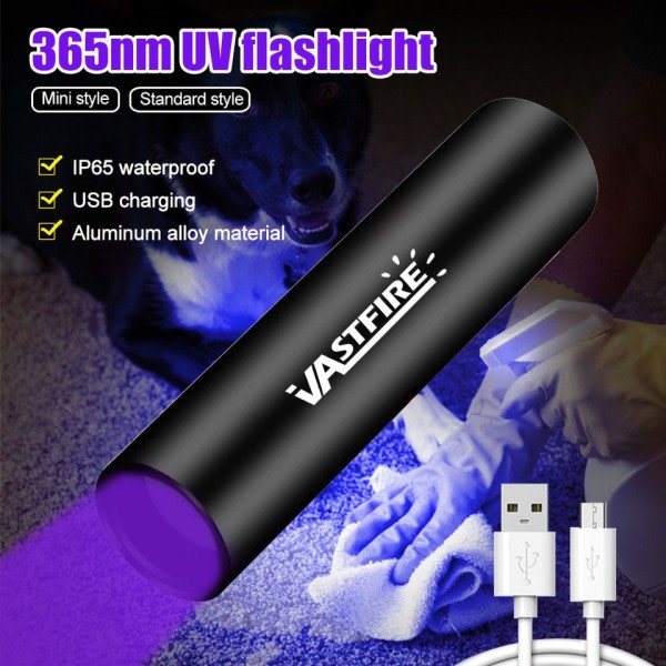 3W Mini 365nm UV Lommelygte Ultraviolet Sortlys USB Genopladelig Lilla Linternas Tæppe Kæledyr Urin Detektor