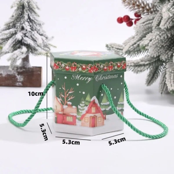 10 bitar jul fest present box med portabelt rep jul present papper box för kaka godis äpple god jul förpackningar tillbehör