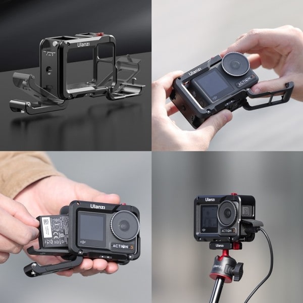 Metal Cage Quick Release GoPro Foldable Mount with Cold Shoe Full Protective Frame Case