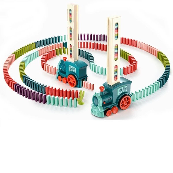 Barn Automatisk Läggning Domino Tåg El Bil Dominoes Set Brick Klossar Kits Spel Pedagogiska leksaker