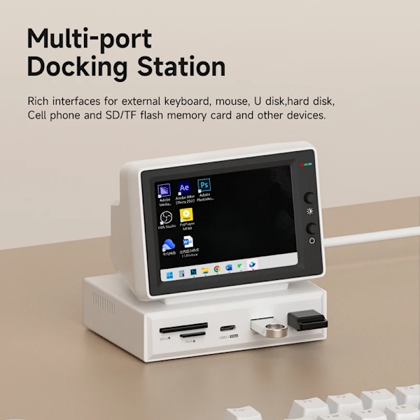 3,5 tum IPS Mini Skärm AIDA64 Mini PC CPU RAM HDD Data Monitor Display Sub Skärm med USB C Hub för Bärbar dator PC MacBook