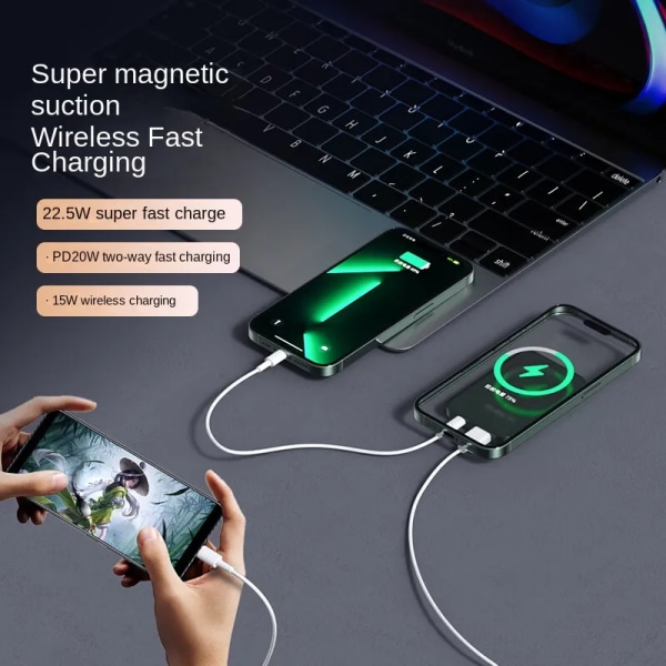 Magnetisk Qi Trådløs lader Power Bank 22,5W Rask Lading Powerbank