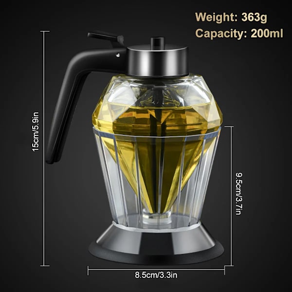 Diamant formet glas honning dispenser 200 ml stor kapacitet multifunktionel olie flaske eddike og sauce dispensere køkken værktøj