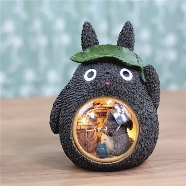 Anime Min Nabo Totoro Figurer Modell Leketøy LED Natt Lys Soverom Ornament