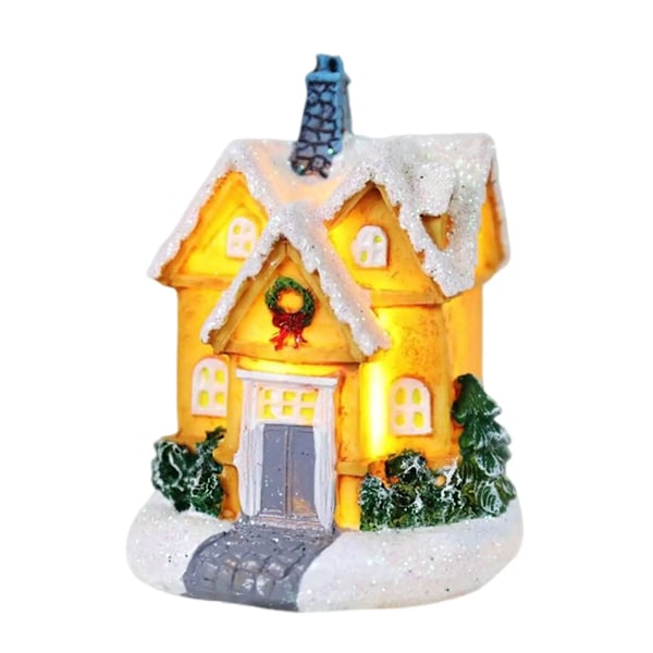 Jul led lys hus jule tre pynt LED harpiks liten landsby hus jul glød dekor