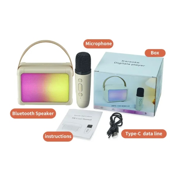 Bærbar Bluetooth Højttaler Set Hjem Karaoke Maskiner med Mikrofon Kompakt Håndholdt Karaoke Mic Bluetooth Højttaler