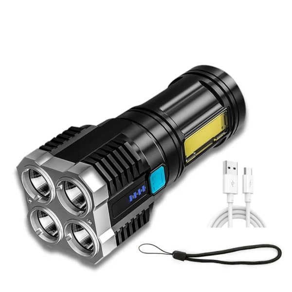 Hög Power LED Ficklampor Camping Fickla Med 4 Lampa