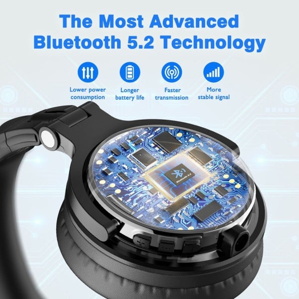 Bluetooth trådløs hodetelefoner med mikrofon 110 timer foldbar over øre bluetooth 5.2 headset