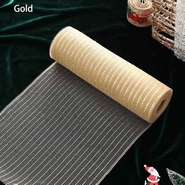 Guld Vit nät band gör-det-själv jul träd glitter nät rulle dekorationer bröllop jul dekor
