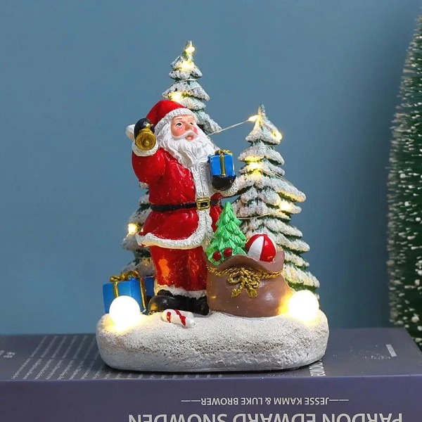Jul pynt nissen snømann hjort lysende pynt harpiks håndverk jule gaver