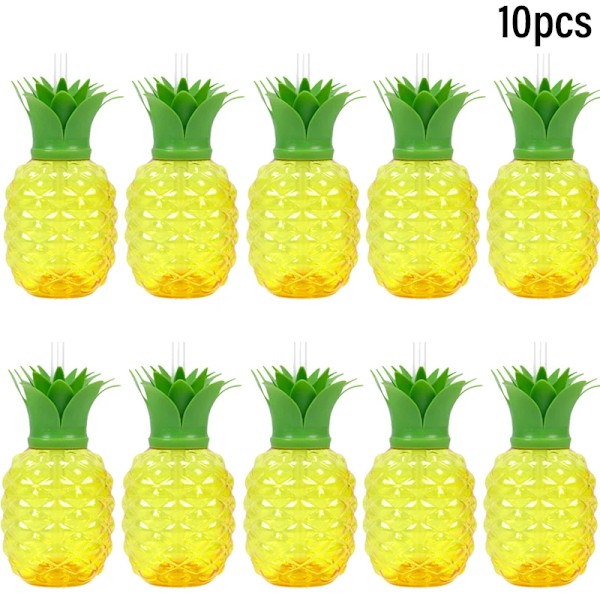 10 stykker plast jordbær ananas drikke kopp med halm