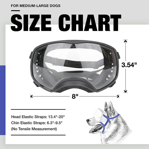 Klar Hund Goggles Medium Large Dog Sport Solbriller UV Beskyttelse Myk Kjæledyr Goggles