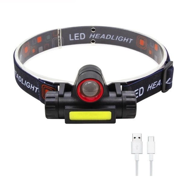 Uppladdningsbar Fiske LED Spannlampa Camping Strålkastare XPE COB Work Light 2 Lighting Modes