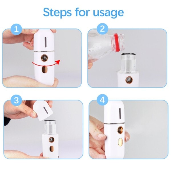 Nano ansiktssprøyte USB luftfukter oppladbar ansiktsdamper