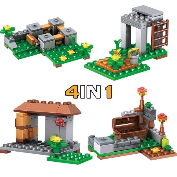 Træet Huset Små Bygningsblokke sæt Med Steve Action Figurer