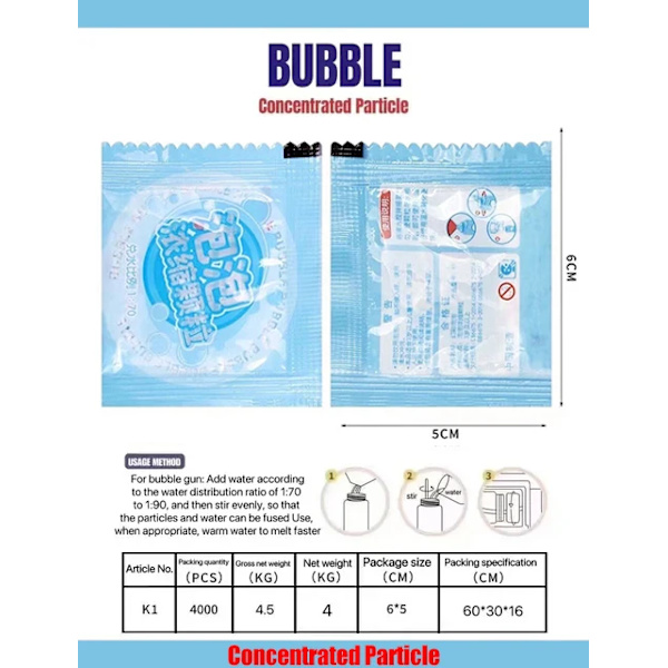 30 bitar Bubbla Maskin Tillskott Vätske Färgglada Bubbla Koncentrerade Granuler