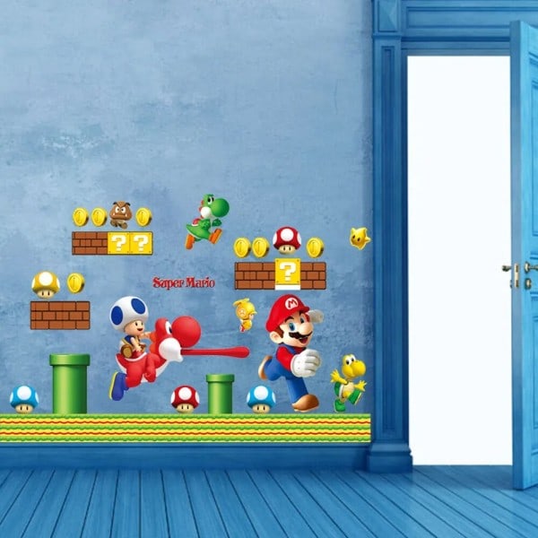 Mario Bros Luigi Yoshi Anime Oheislaitteet Lapset Makuuhuone 3D Tausta Seinämaalaus Tarrat