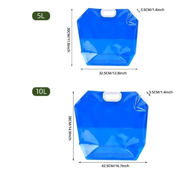 5L /10L 2 kpl ulkokäyttöinen kannettava taitettava vesi laukku matka retkeily muovi suuri tilavuus vesi säilytys kassit eri nesteille