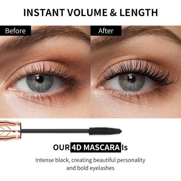 1 PC Lasting Natural 4D Curling Tyk Lange Øjenvipper Hurtig Tørre Ikke-blomstrende Mascara