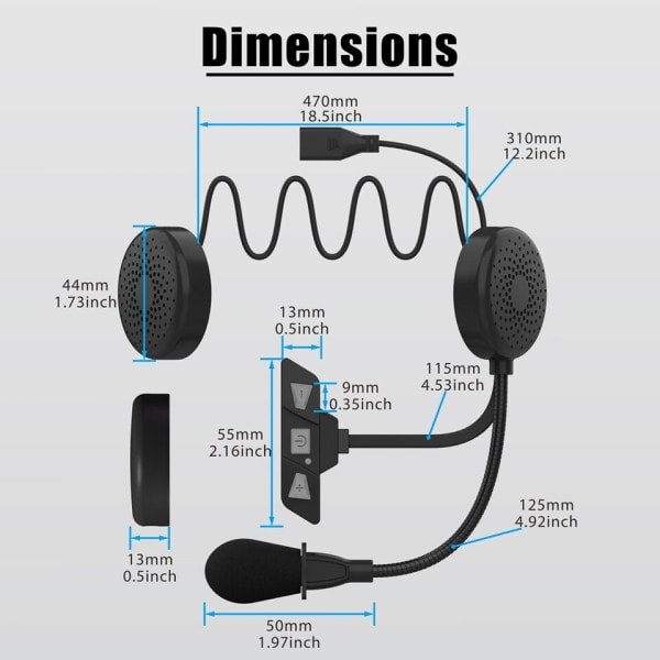 Bluetooth 5.2 moottoripyörä kypärä kuulokkeet langaton handsfree stereo musiikki soitin moto kuulokkeet kohina kuuloke mikrofonilla