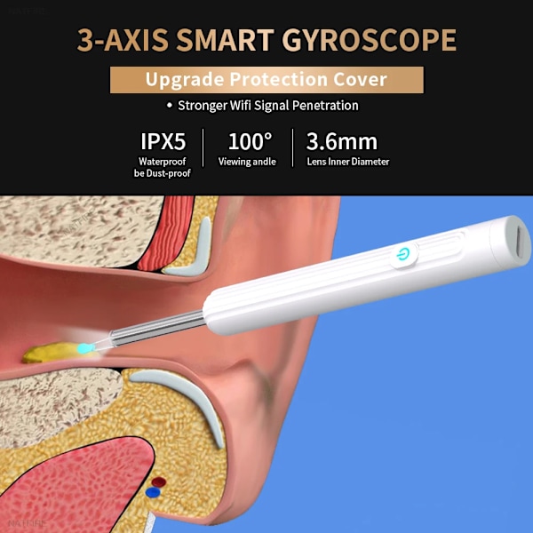Smart Visual Ear Sticks Otoscope 1296P Endoscope Wax Removal Verktyg Earpick